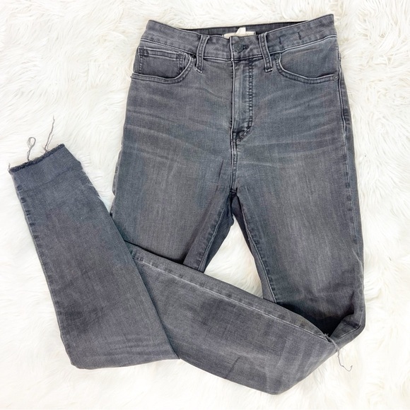 MADEWELL GRAY DISTRESSED CURVY HIGH RISE SKINNY JEANS WOMENS SZ 27 - Picture 1 of 8